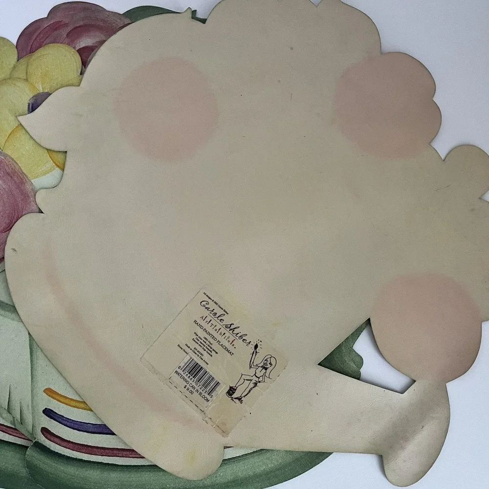 2002 Carole Shiber set 6 Artabilities handpainted vinyl placemats watering can